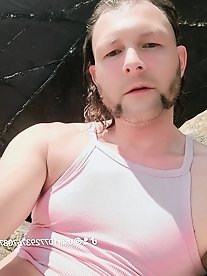 Guy stuffed his ass with a dildo in the caged exhibitionist fuck